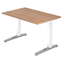 Höhenverstellbarer Schreibtisch XTRA XB 12 WC in Nussbaum-Optik mit weißem Gestell von hjh OFFICE PRO