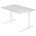 Höhenverstellbarer Schreibtisch XTRA XB 12 WW in Weiß mit rechteckiger Tischplatte von hjh OFFICE PRO