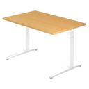 Höhenverstellbarer Schreibtisch XTRA XB 12 WW mit buchenfarbener Platte und weißem Gestell von hjh OFFICE PRO