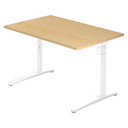 Höhenverstellbarer Schreibtisch XTRA XB 12 WW in Ahorn-Optik mit weißem Gestell von hjh OFFICE PRO