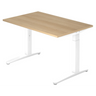 Höhenverstellbarer Schreibtisch XTRA XB 12 WW in Eicheoptik mit weißem Gestell von hjh OFFICE PRO