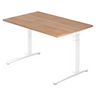Höhenverstellbarer Schreibtisch XTRA XB 12 WW in Nussbaum-Optik mit weißem Gestell von hjh OFFICE PRO