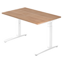 Höhenverstellbarer Schreibtisch XTRA XB 12 WW in Nussbaum-Optik mit weißem Gestell von hjh OFFICE PRO