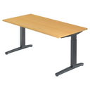 Höhenverstellbarer Schreibtisch XTRA XB 16 GG mit hellbrauner Bucheplatte und dunkelgrauem Gestell von hjh OFFICE PRO