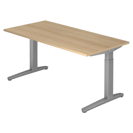 Höhenverstellbarer Schreibtisch XTRA XB 16 SS in Eicheoptik mit grauen T-Füßen von hjh OFFICE PRO