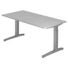 Höhenverstellbarer Schreibtisch XTRA XB 16 SS in Grau mit einer rechteckigen Tischplatte von hjh OFFICE PRO