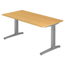 Höhenverstellbarer Schreibtisch XTRA XB 16 SS in Buche mit grauen Beinen von hjh OFFICE PRO