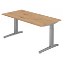 Höhenverstellbarer Schreibtisch XTRA XB 16 SS in Asteiche mit silberfarbenem Gestell von hjh OFFICE PRO