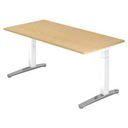 Höhenverstellbarer Schreibtisch XTRA XB 16 WC in Ahorn mit weißem Gestell von hjh OFFICE PRO