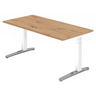 Höhenverstellbarer Schreibtisch XTRA XB 16 WC mit Tischplatte in Asteiche und weißen Beinen von hjh OFFICE PRO