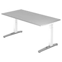 Höhenverstellbarer Schreibtisch XTRA XB 16 WC mit grauer Tischplatte und weißem Gestell von hjh OFFICE PRO