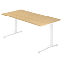 Höhenverstellbarer Schreibtisch XTRA XB 16 WW mit Ahornholz-Platte und weißem Gestell von hjh OFFICE PRO