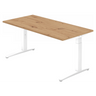 Höhenverstellbarer Schreibtisch XTRA XB 16 WW in Asteiche mit weißem Untergestell von hjh OFFICE PRO