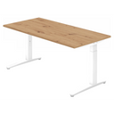 Höhenverstellbarer Schreibtisch XTRA XB 16 WW in Asteiche mit weißem Untergestell von hjh OFFICE PRO