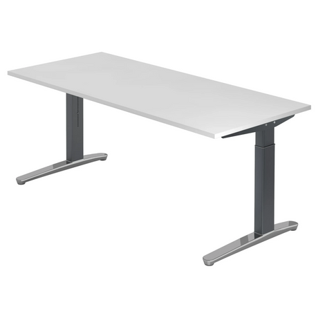 Höhenverstellbarer Schreibtisch XTRA XB 19 GC in Weiß mit metallischen Standfüßen von hjh OFFICE PRO
