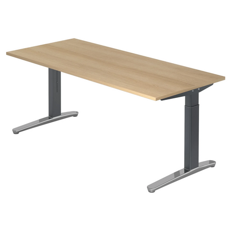 Höhenverstellbarer Schreibtisch XTRA XB 19 GC in Eicheoptik mit grauen Beinen von hjh OFFICE PRO