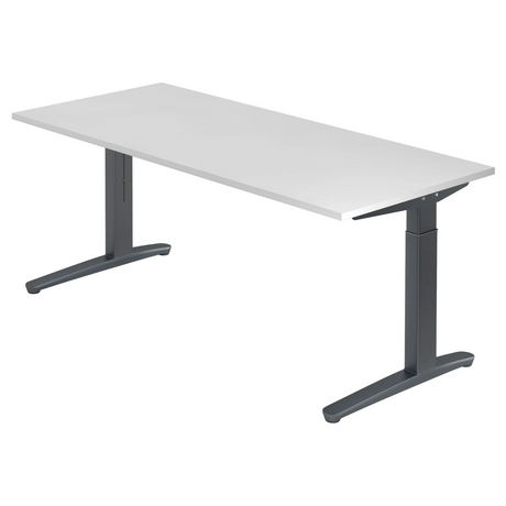 Höhenverstellbarer Schreibtisch XTRA XB 19 GG mit weißer Tischplatte und dunkelgrauem Gestell von hjh OFFICE PRO
