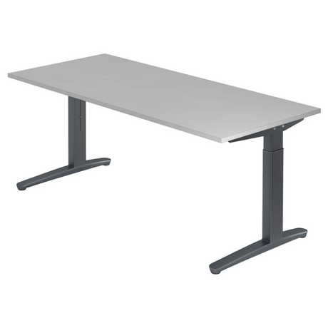 Höhenverstellbarer Schreibtisch XTRA XB 19 GG mit grauer Tischplatte und dunkelgrauem Gestell von hjh OFFICE PRO