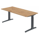 Höhenverstellbarer Schreibtisch XTRA XB 19 GG in Asteiche mit dunkelgrauem Untergestell von hjh OFFICE PRO