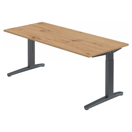 Höhenverstellbarer Schreibtisch XTRA XB 19 GG in Asteiche mit dunkelgrauem Untergestell von hjh OFFICE PRO