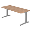 Höhenverstellbarer Schreibtisch XTRA XB 19 SS in Nussbaum-Optik mit grauen T-Füßen von hjh OFFICE PRO