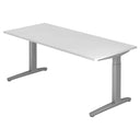 Höhenverstellbarer Schreibtisch XTRA XB 19 SS mit weißer Tischplatte und grauen Standfüßen von hjh OFFICE PRO