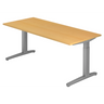 Höhenverstellbarer Schreibtisch XTRA XB 19 SS in Buche-Optik mit grauen T-Füßen von hjh OFFICE PRO