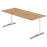 Höhenverstellbarer Schreibtisch XTRA XB 19 WC in Asteiche mit weißem Gestell von hjh OFFICE PRO
