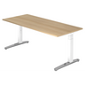 Höhenverstellbarer Schreibtisch XTRA XB 19 WC in Eicheoptik mit weißen Beinen von hjh OFFICE PRO