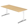 Höhenverstellbarer Schreibtisch XTRA XB 19 WC in Ahorn-Optik mit weißen Beinen von hjh OFFICE PRO