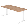Höhenverstellbarer Schreibtisch XTRA XB 19 WW mit Tischplatte in Nussbaum und weißem Gestell von hjh OFFICE PRO