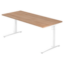 Höhenverstellbarer Schreibtisch XTRA XB 19 WW mit Tischplatte in Nussbaum und weißem Gestell von hjh OFFICE PRO