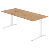 Höhenverstellbarer Schreibtisch XTRA XB 19 WW in Asteiche mit weißem Gestell von hjh OFFICE PRO