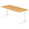 Höhenverstellbarer Schreibtisch XTRA XB 19 WW in Buche-Optik mit weißem Gestell von hjh OFFICE PRO