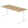 Höhenverstellbarer Schreibtisch XTRA XB 19 WW in Eiche mit weißem Gestell von hjh OFFICE PRO