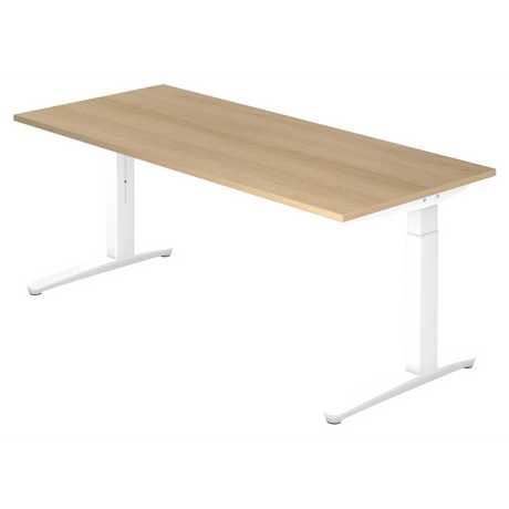 Höhenverstellbarer Schreibtisch XTRA XB 19 WW in Eiche mit weißem Gestell von hjh OFFICE PRO