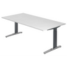 Höhenverstellbarer Schreibtisch XTRA XB 2E GC mit weißer Tischplatte und grauen Gestellfüßen von hjh OFFICE PRO