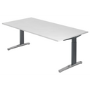 Höhenverstellbarer Schreibtisch XTRA XB 2E GC mit weißer Tischplatte und grauen Gestellfüßen von hjh OFFICE PRO