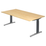 Höhenverstellbarer Schreibtisch XTRA XB 2E GC in Ahornoptik mit grauen Metallfüßen von hjh OFFICE PRO