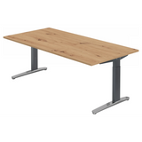 Höhenverstellbarer Schreibtisch XTRA XB 2E GC in Asteiche mit grauen Beinen von hjh OFFICE PRO