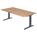 Höhenverstellbarer Schreibtisch XTRA XB 2E GG in Nussbaum-Optik mit dunkelgrauem Gestell von hjh OFFICE PRO