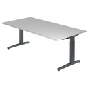 Höhenverstellbarer Schreibtisch XTRA XB 2E GG in Grau mit rechteckiger Platte von hjh OFFICE PRO