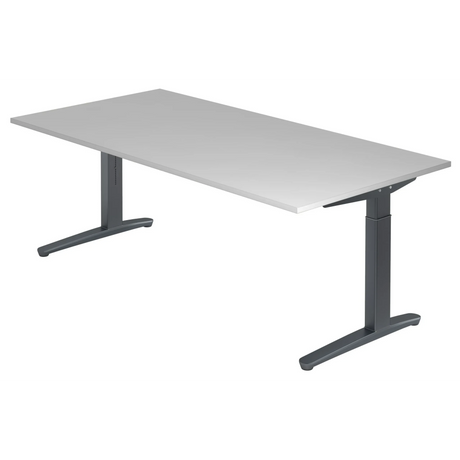 Höhenverstellbarer Schreibtisch XTRA XB 2E GG in Grau mit rechteckiger Platte von hjh OFFICE PRO