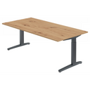 Höhenverstellbarer Schreibtisch XTRA XB 2E GG mit Tischplatte in Asteiche und anthrazitfarbenem Gestell von hjh OFFICE PRO