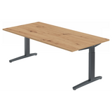 Höhenverstellbarer Schreibtisch XTRA XB 2E GG mit Tischplatte in Asteiche und anthrazitfarbenem Gestell von hjh OFFICE PRO