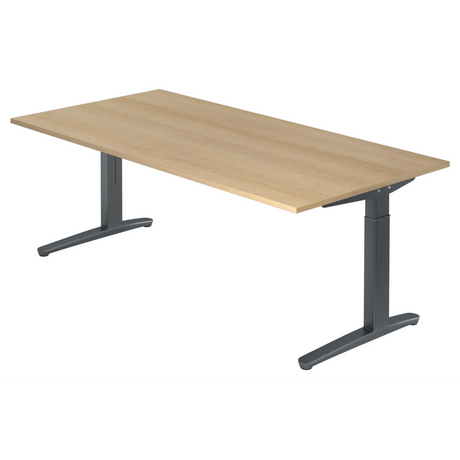 Höhenverstellbarer Schreibtisch XTRA XB 2E GG in Eiche mit dunkelgrauem Gestell von hjh OFFICE PRO