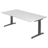 Höhenverstellbarer Schreibtisch XTRA XB 2E GG mit weißer Tischplatte und grauen Beinen von hjh OFFICE PRO