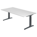 Höhenverstellbarer Schreibtisch XTRA XB 2E GG mit weißer Tischplatte und grauen Beinen von hjh OFFICE PRO