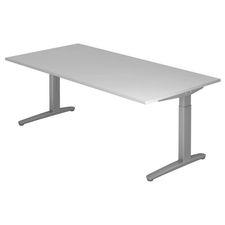 Höhenverstellbarer Schreibtisch XTRA XB 2E SS in Grau mit einer großen rechteckigen Tischplatte von hjh OFFICE PRO