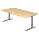 Höhenverstellbarer Schreibtisch XTRA XB 2E SS mit heller Ahornoberfläche und grauen Tischbeinen von hjh OFFICE PRO